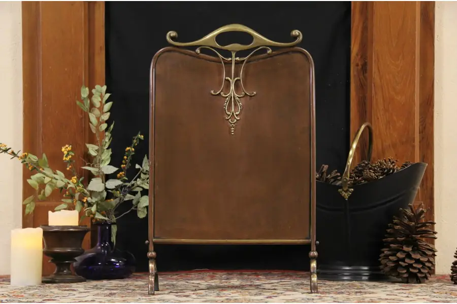 Photo of Copper & Brass Antique 1900 Fireplace Screen