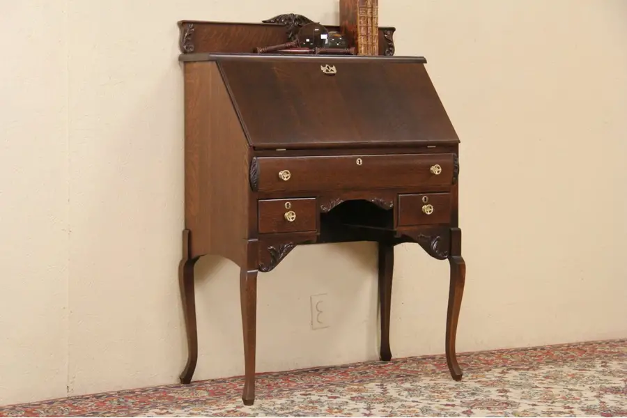 Photo of Victorian 1900 Antique Oak Secretary Desk