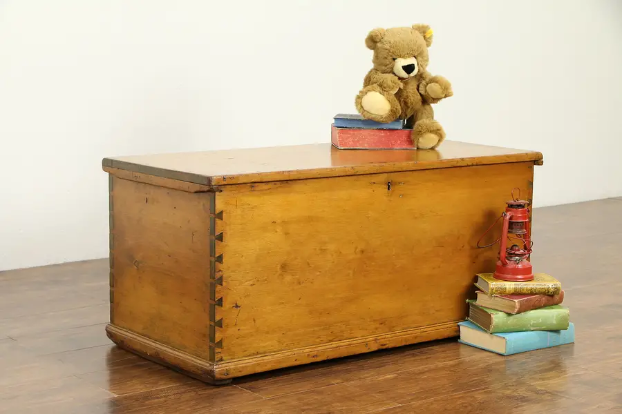 Photo of Country Pine Antique Trunk or Blanket Chest, Coffee Table