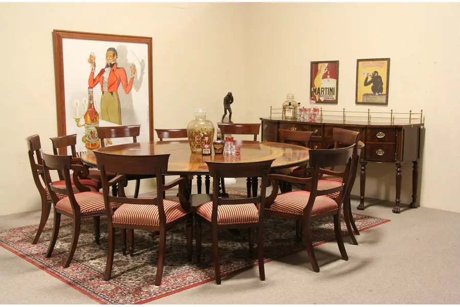 Photo of Maitland Smith Dining Set, 12 Chairs, 7' Round Table, Sideboard