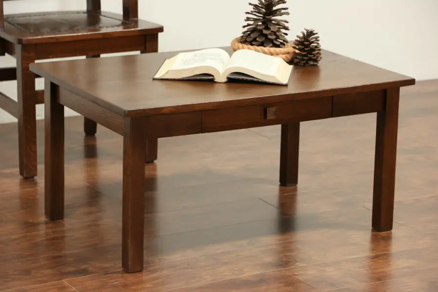 Photo of Arts & Crafts Mission Oak 1910 Antique Craftsman Coffee Table