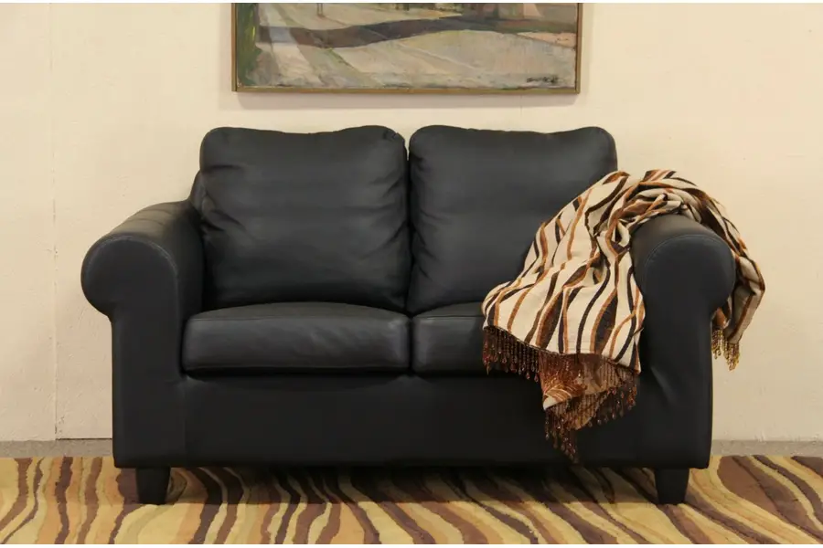 Photo of Leather Vintage Loveseat or Settee, Ikea