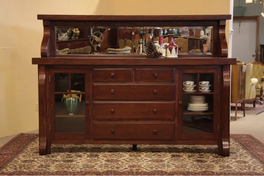 Photo of Arts & Crafts Mission Oak 7 1/2' Antique Sideboard