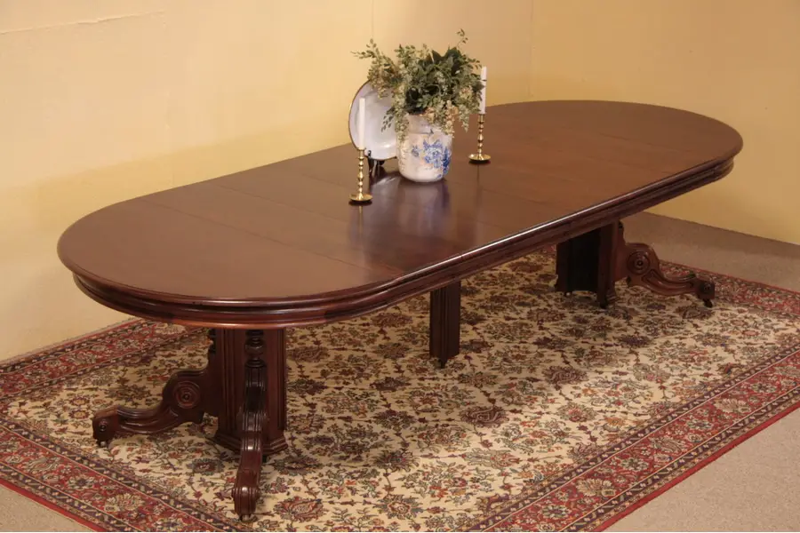 Photo of Victorian 1870 Antique 4' Round Dining Table 10'Long