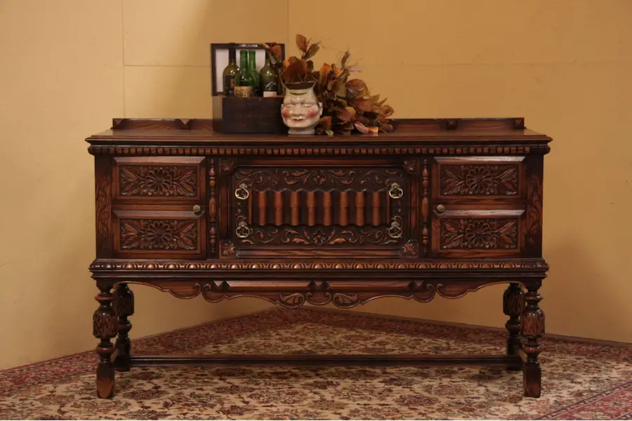 Photo of Antique Tudor or Renaissance Style Oak Sideboard