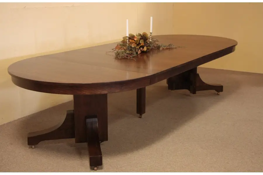 Photo of Arts & Crafts Mission Oak Round 54" Dining Table
