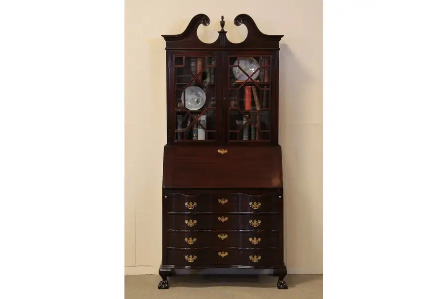 Photo of Mahogany Secretary Desk & Bookcase, Secret Drawers