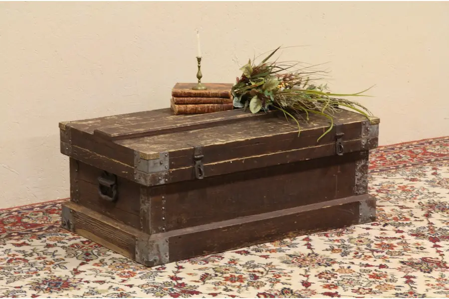 Photo of Carpenter 1900 Antique Tool Chest, Trunk or Coffee Table