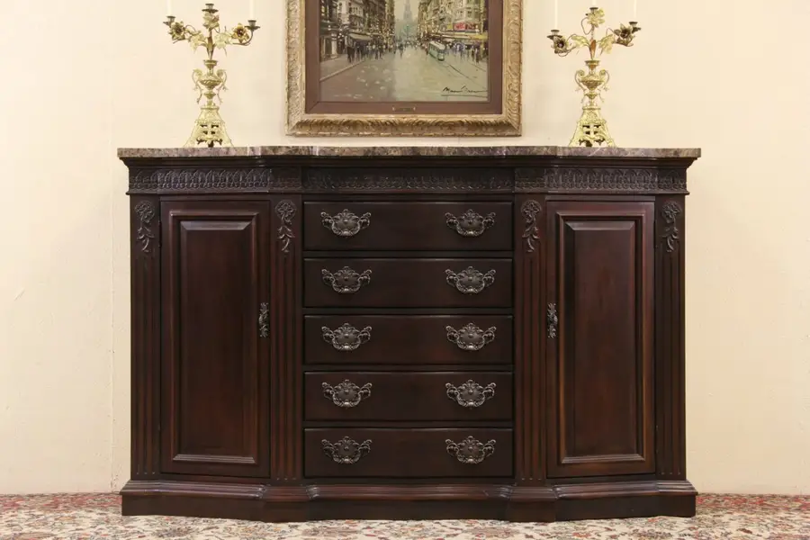Photo of Bernhardt Marble Top Sideboard or Console Cabinet