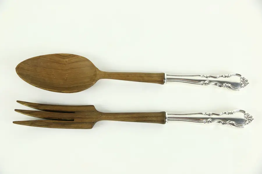 Photo of Easterling American Classic Sterling Silver Salad Set, Olive Wood