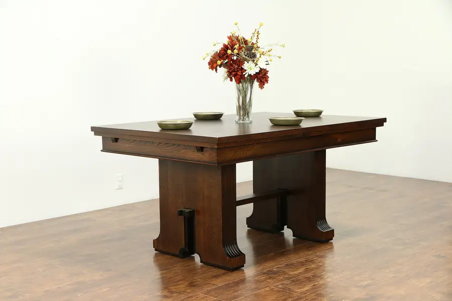 Photo of Art Deco Oak Vintage Scandinavian Dining, Library or Conference Table