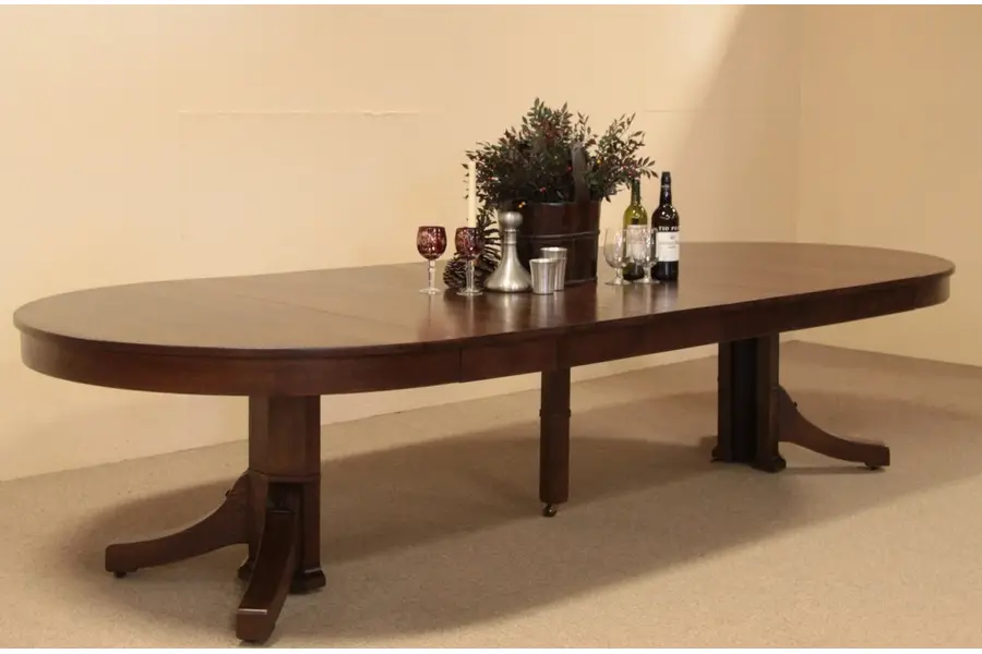 Photo of Arts & Crafts Mission Oak 54" Round Dining Table 10'