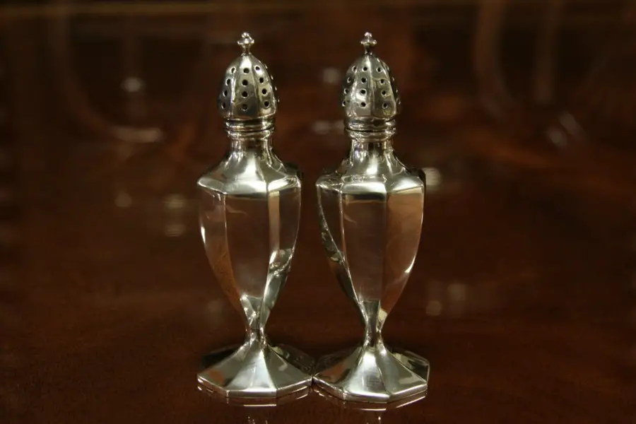Photo of Pair Sterling Silver Vintage Salt & Pepper Shakers