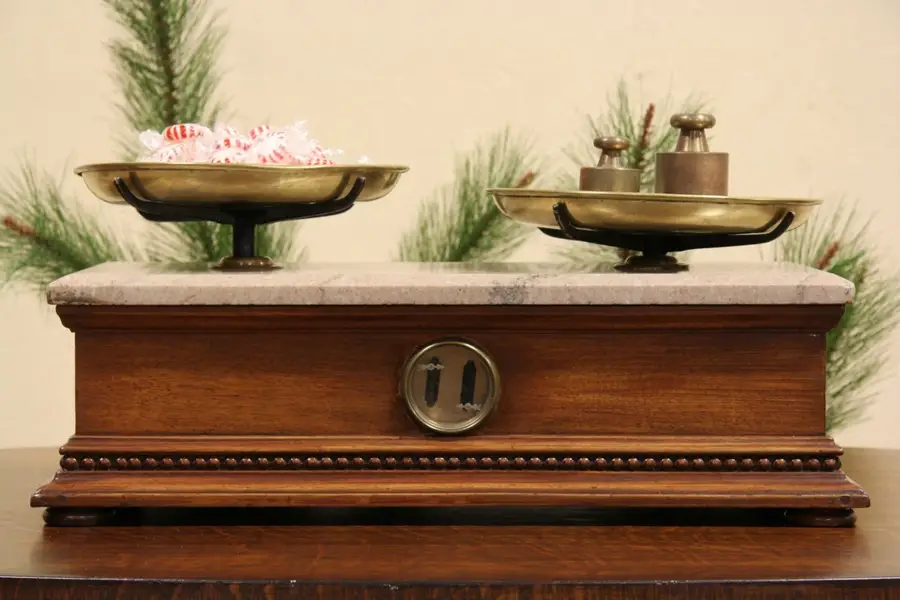 Photo of Troemner Victorian 1880 Antique Walnut & Marble Candy Scale