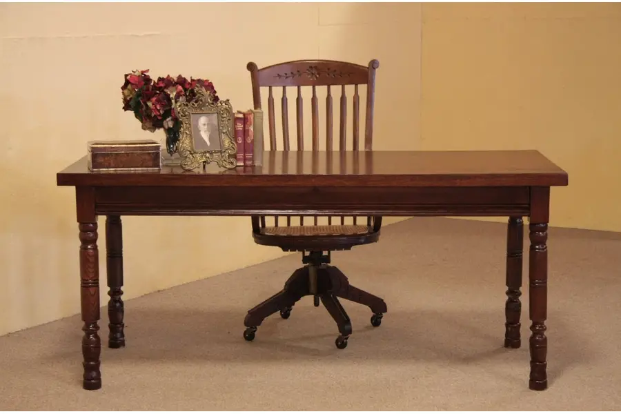 Photo of Victorian Oak Writing, Hall, Library, Dining Table