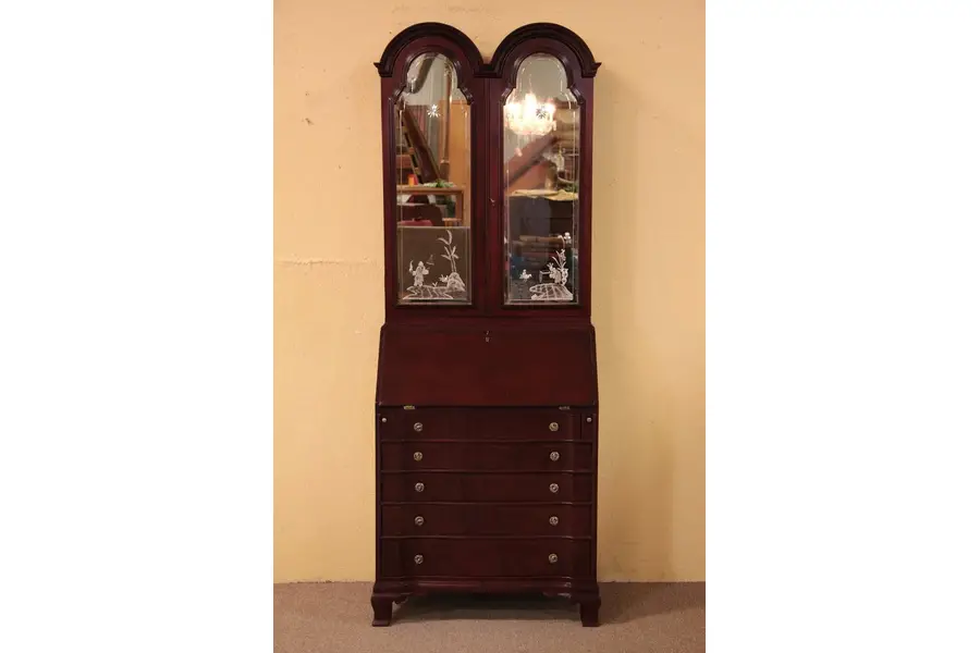 Photo of Traditional Secretary Desk, Mirror Bookcase Doors