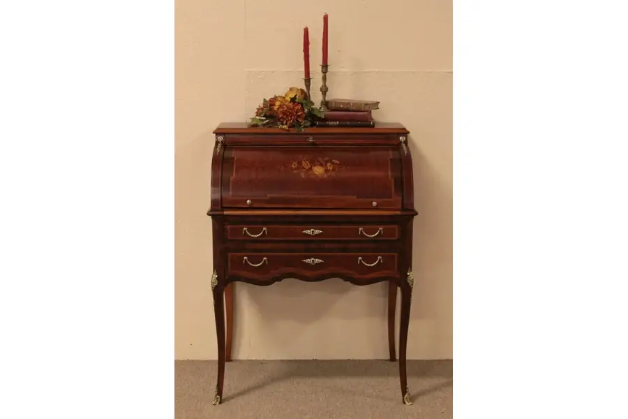 Photo of French Marquetry Cylinder Rolltop Desk
