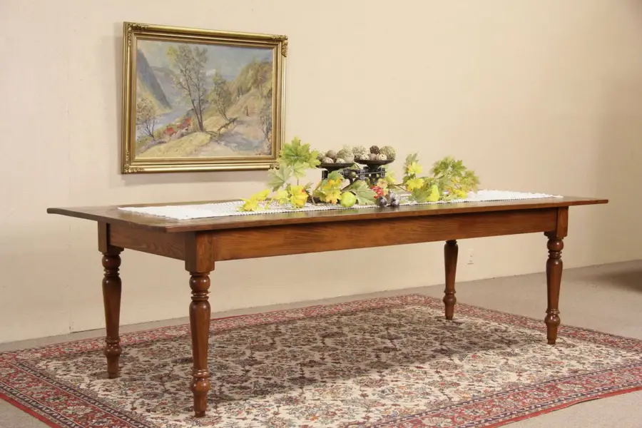 Photo of Country Pine 1890 Antique Farmhouse Harvest Dining Table