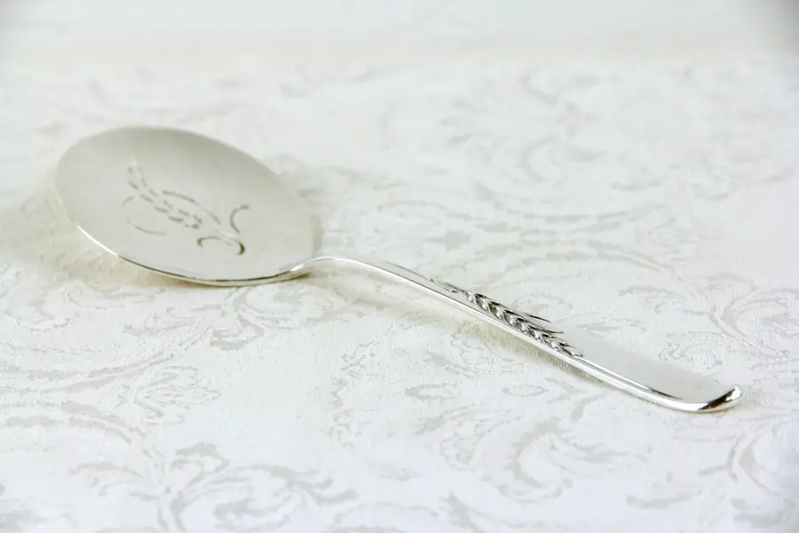 Photo of Wheat Reed & Barton Sterling Silver Slotted Serving Spoon