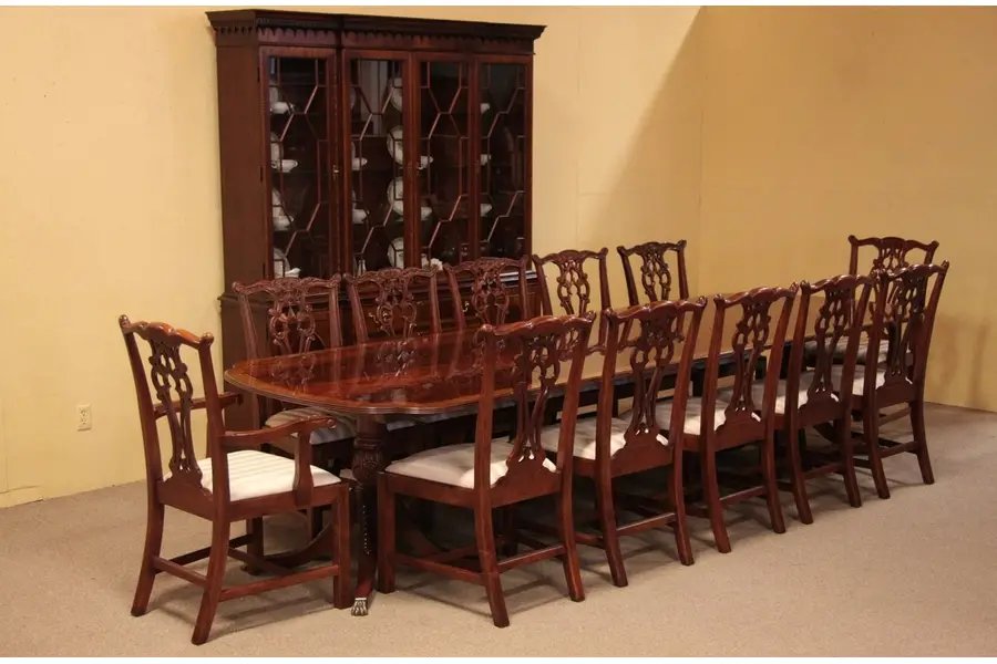 Photo of EJ Victor Mahogany Dining Set 11' 8" Table 12 Chairs