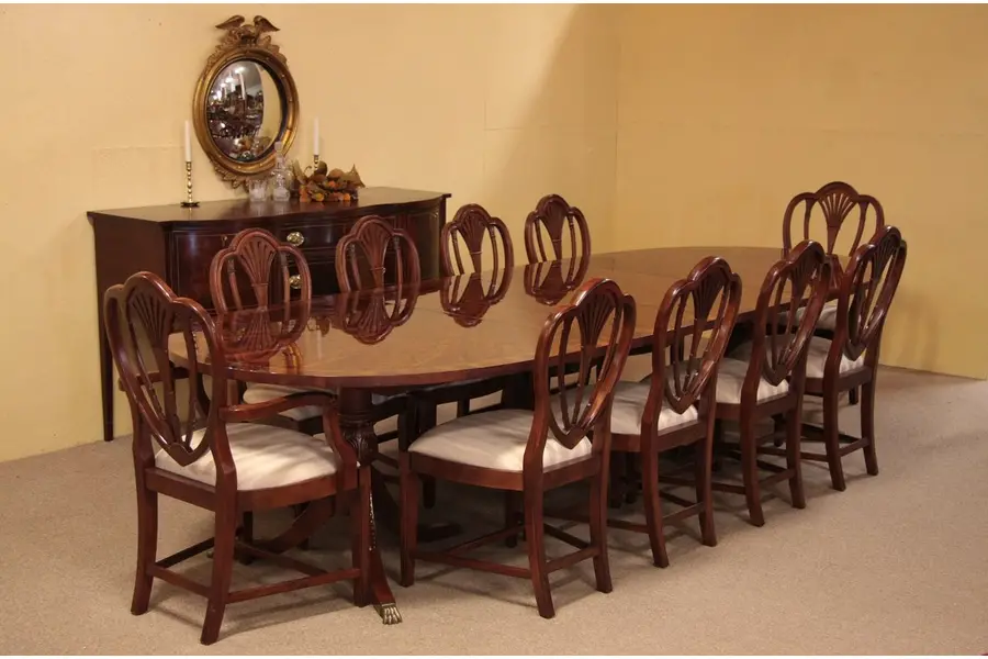 Photo of Georgian Dining Set Oval Sunburst 11' Table 10 Chair
