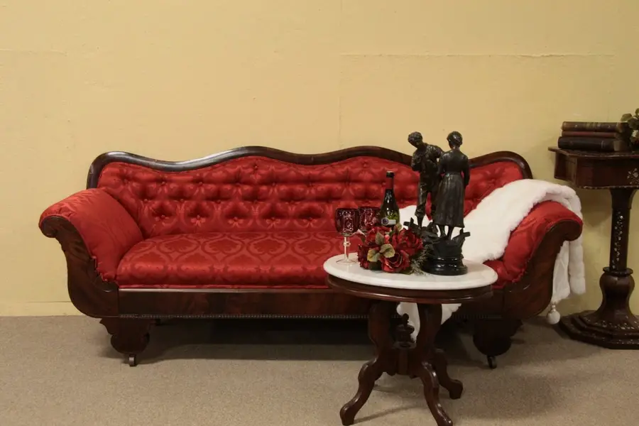 Photo of Victorian Carved Antique Mahogany 1850 Sofa