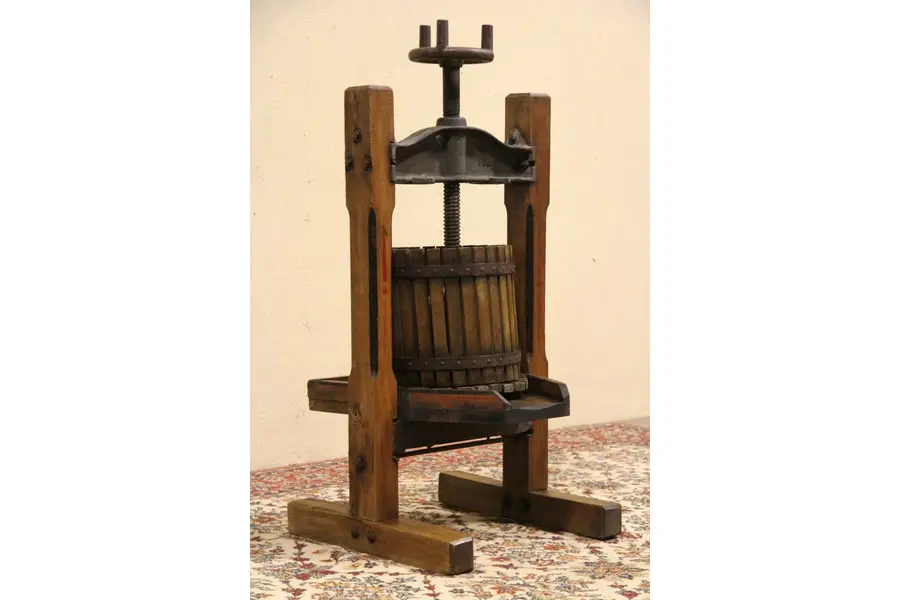 Photo of Wine, Cider or Juice Press, No. 2 Oak & Iron with Stand