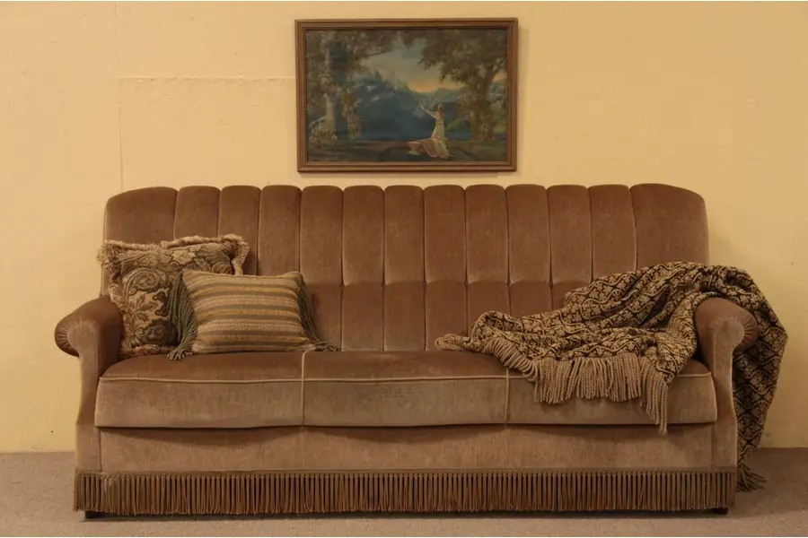 Photo of Mohair Original Vintage Sofa with Fringe