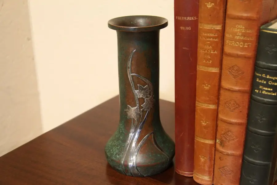 Photo of Heintz Art Bronze Silver Overlay Vase 1910