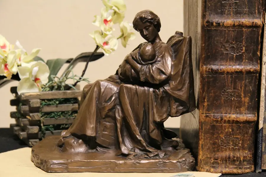 Photo of Young Mother & Child Bronze Finish Sculpture, Bessie Potter Vonnoh