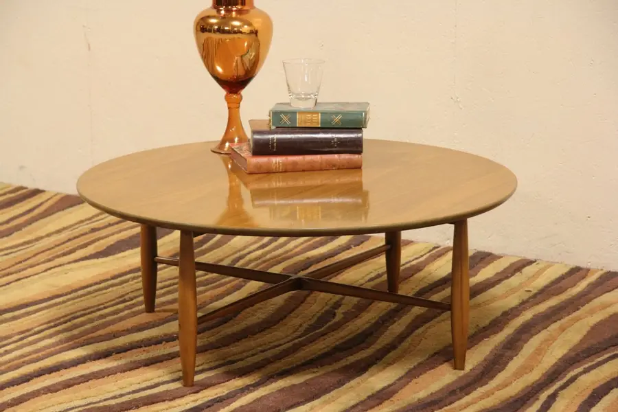 Photo of Midcentury Modern Round Vintage 1960's Morganton Coffee or Cocktail Table