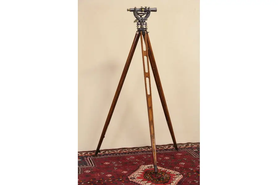 Photo of White Milwaukee 1930's Surveyor Transit, Oak Tripod