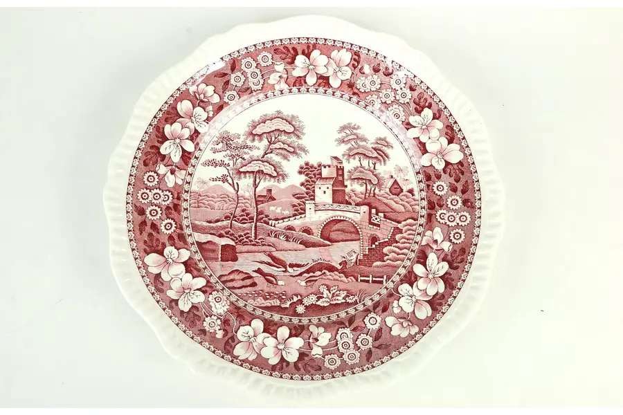Photo of Spode Red or Pink Tower Luncheon or Salad Plate 7 1/2"