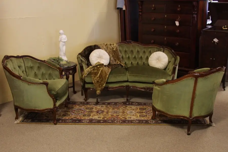 Photo of French Sofa Set, Carved Sofa & 2 Chairs Down Cushion