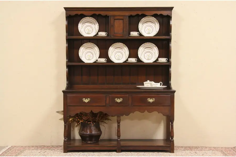 Photo of Oak 1900 Antique Welsh Dresser or Pewter Cupboard