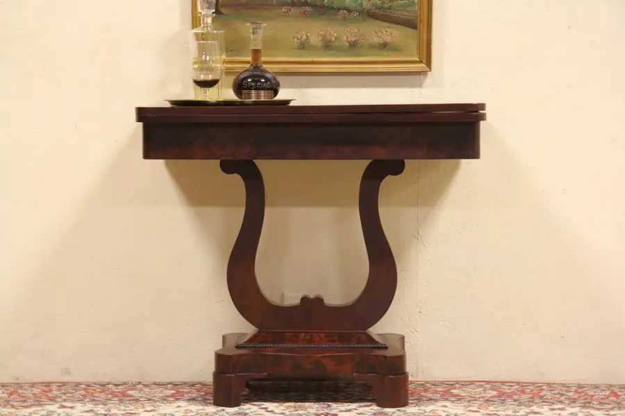 Photo of Empire Lyre Base 1840 Game or Console Table