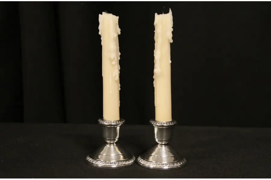 Photo of Pair of Vintage Weighted Sterling Silver Candlesticks