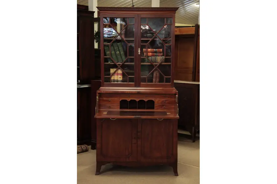 Photo of Georgian 1800's Mahogany Secretary Desk w Bookcase