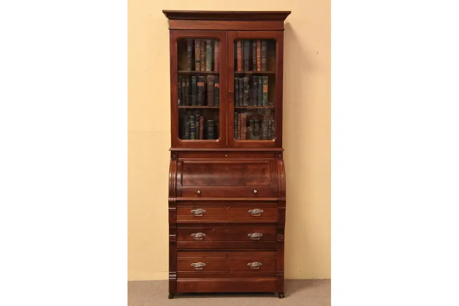 Photo of Victorian Eastlake Cylinder Roll Secretary Desk