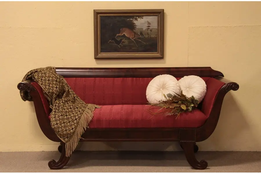 Photo of Biedermeier Empire Antique 1840 Carved Sofa