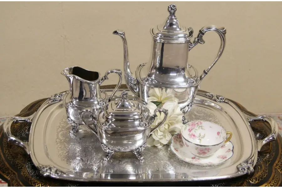 Photo of Rogers Daffodil Pattern Silverplate 4 Pc. Tea or Coffee Set