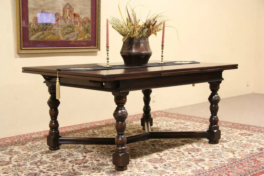 Photo of English Tudor 1925 Library Writing Desk or Dining Table
