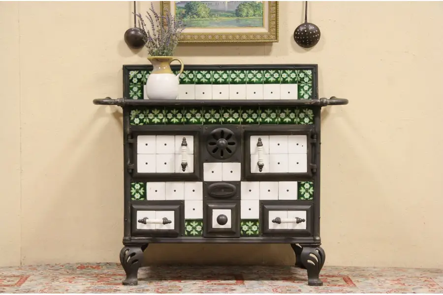 Photo of Country French Iron & Tile Antique 1890 Cook Stove