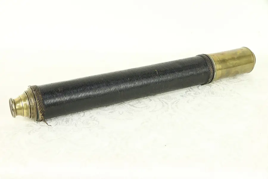 Photo of English Antique Brass & Leather Telescope or Spyglass