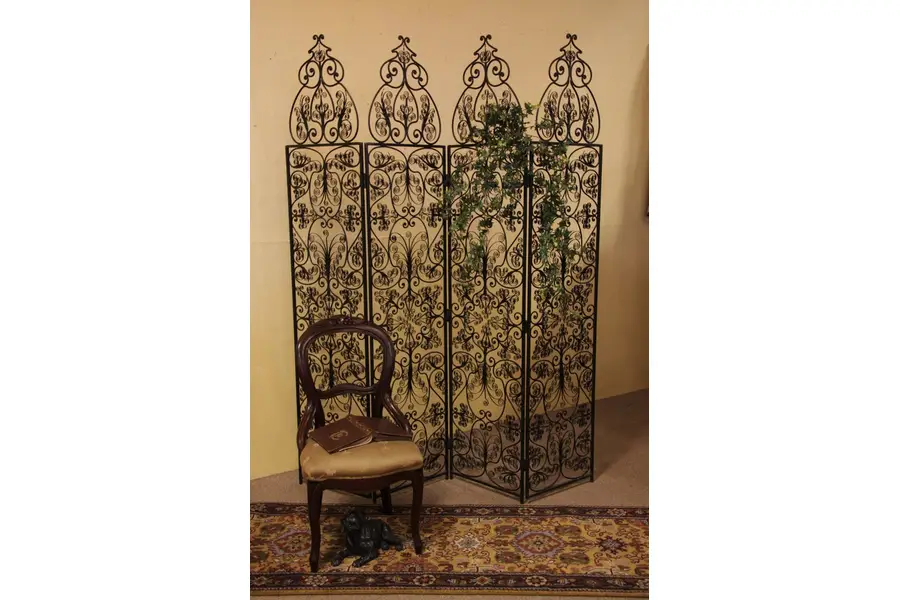 Photo of Wrought Iron 4 Panel Screen or Room Divider