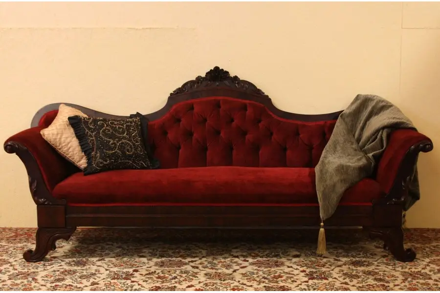 Photo of Victorian Antique Carved Mahogany 1850 Sofa