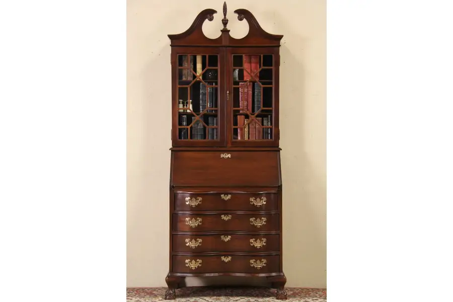 Photo of Mahogany Georgian 1940's Jasper Secretary Desk & Bookcase