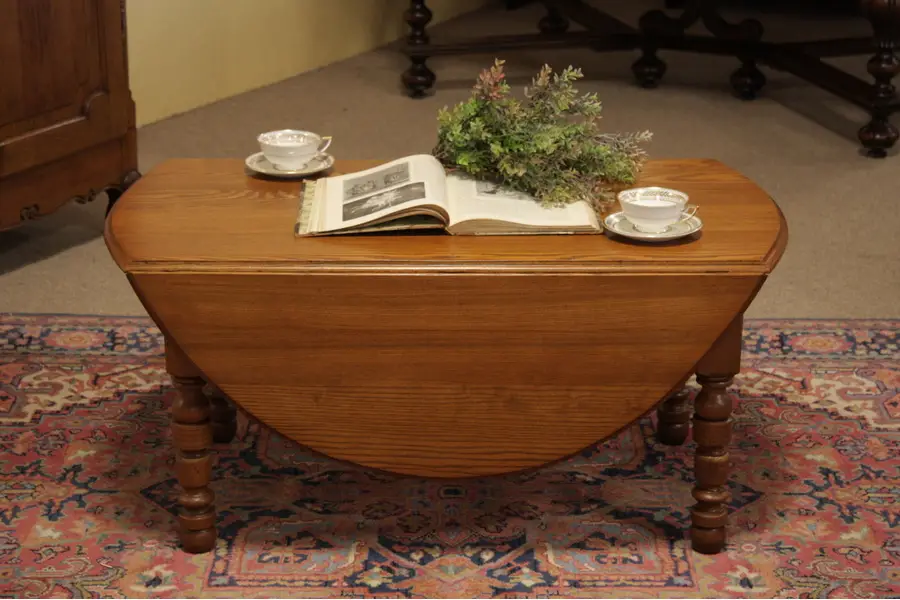 Photo of Oval Dropleaf Oak Coffee Table