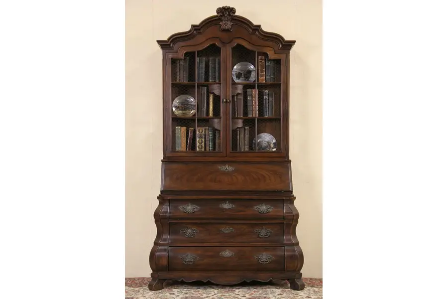 Photo of Henredon Four Centuries Vintage Secretary Desk & Bookcase Display Top