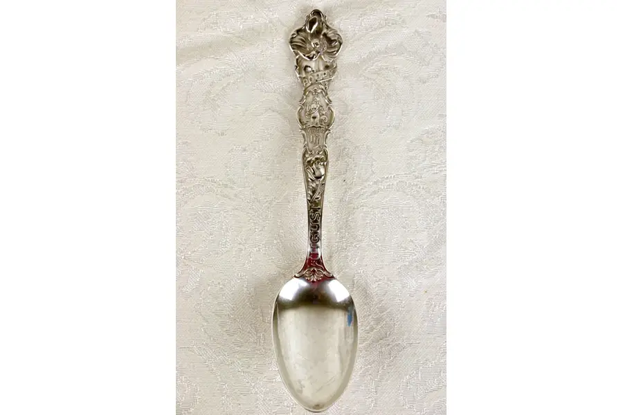 Photo of Poppy August Virgo Mermaid Antique 1900 Sterling Silver Souvenir Spoon